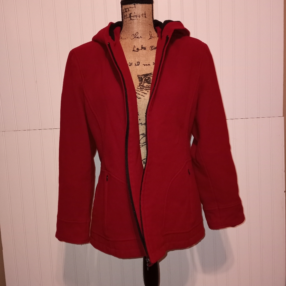 Women's Red wool coat and scarf
